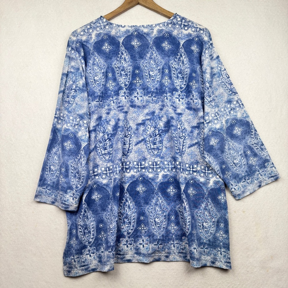 Cathy Daniels Tunic Womens 2X Paisley Split Neck Boho - Picture 4 of 9